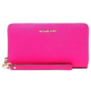 Jet Set Travel Leather Continental Wristlet